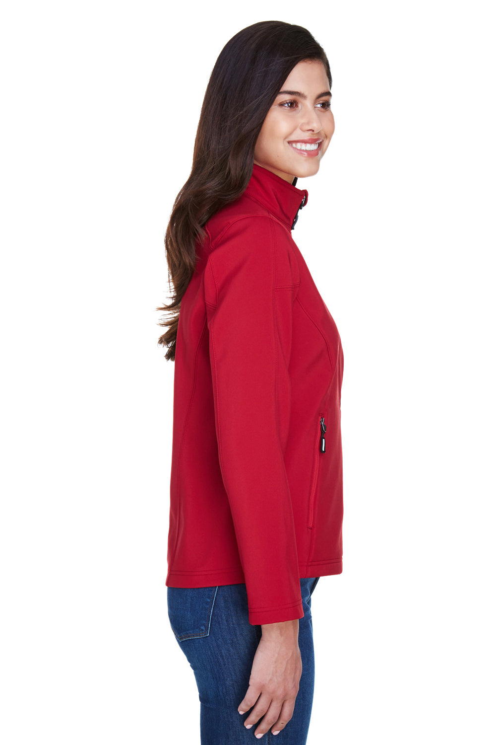 Core 365 78184 Womens Cruise Water Resistant Full Zip Jacket Classic Red Model Side