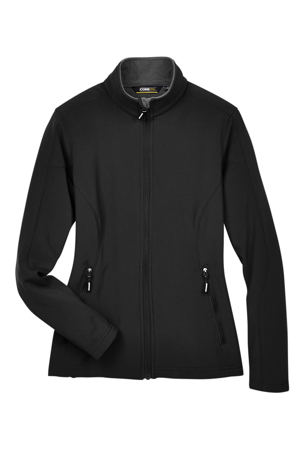 Core 365 78184 Womens Cruise Water Resistant Full Zip Jacket Black Flat Front