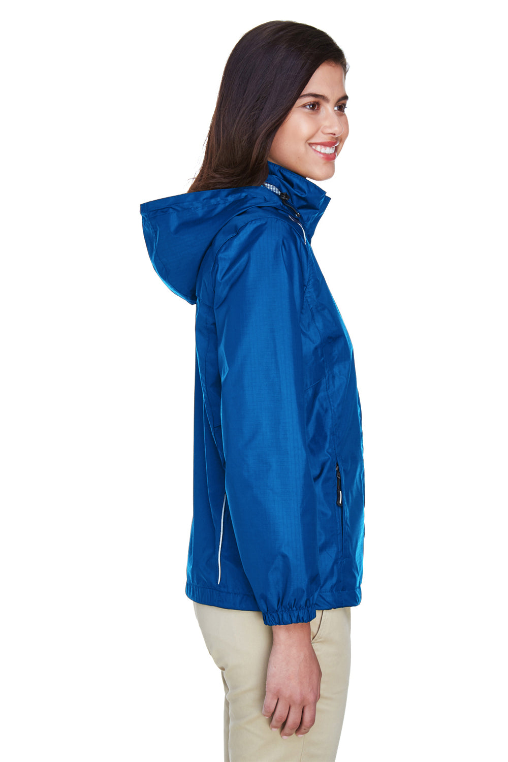 Core 365 78185 Womens Climate Waterproof Full Zip Hooded Jacket True Royal Blue Model Side