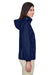 Core 365 78185 Womens Climate Waterproof Full Zip Hooded Jacket Classic Navy Blue Model Side