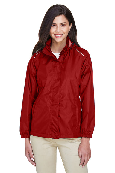 Core 365 78185 Womens Climate Waterproof Full Zip Hooded Jacket Classic Red Model Front