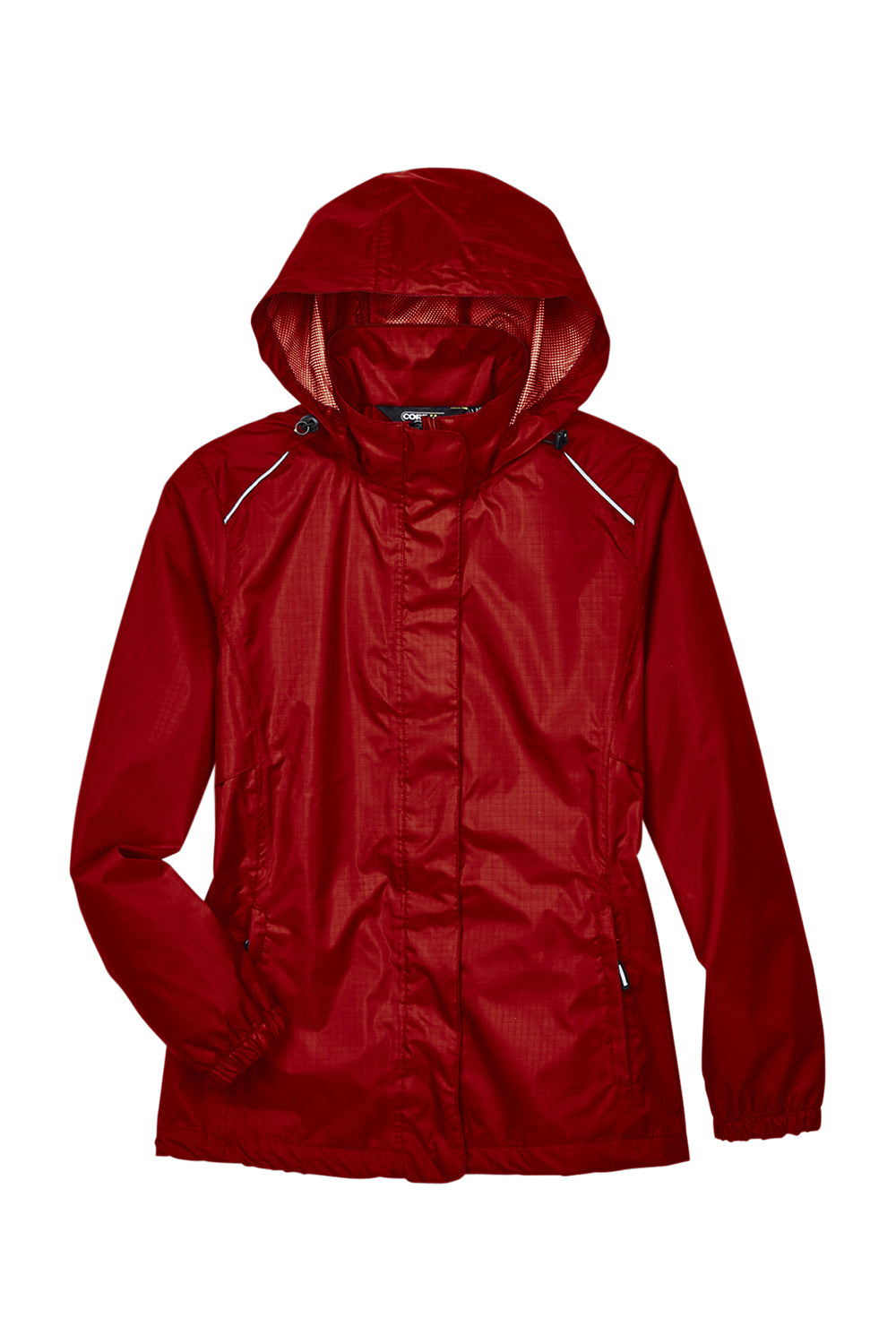 Core 365 78185 Womens Climate Waterproof Full Zip Hooded Jacket Classic Red Flat Front