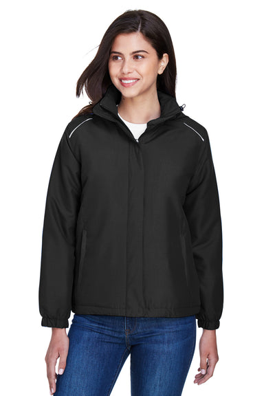 Core 365 78189 Womens Brisk Full Zip Hooded Jacket Black Model Front