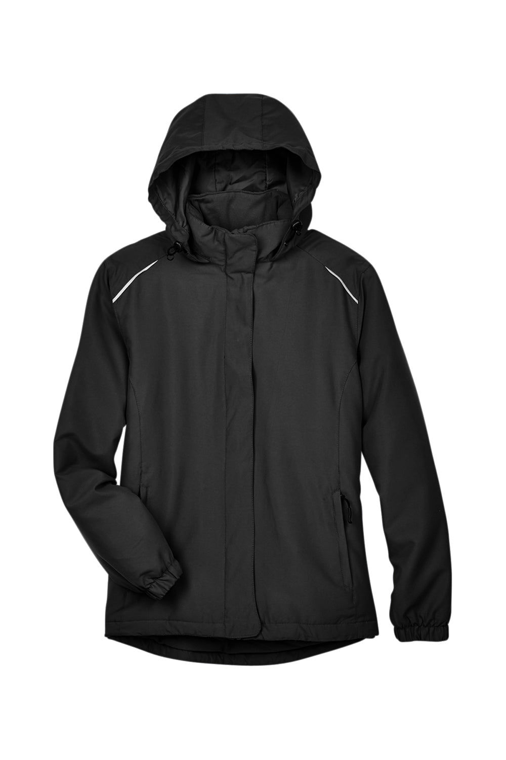 Core 365 78189 Womens Brisk Full Zip Hooded Jacket Black Flat Front