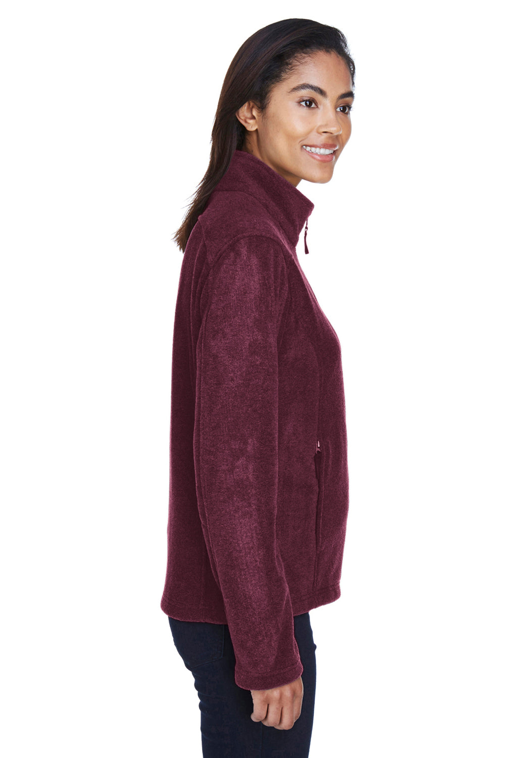 Core 365 78190 Womens Journey Pill Resistant Fleece Full Zip Jacket Burgundy Model Side