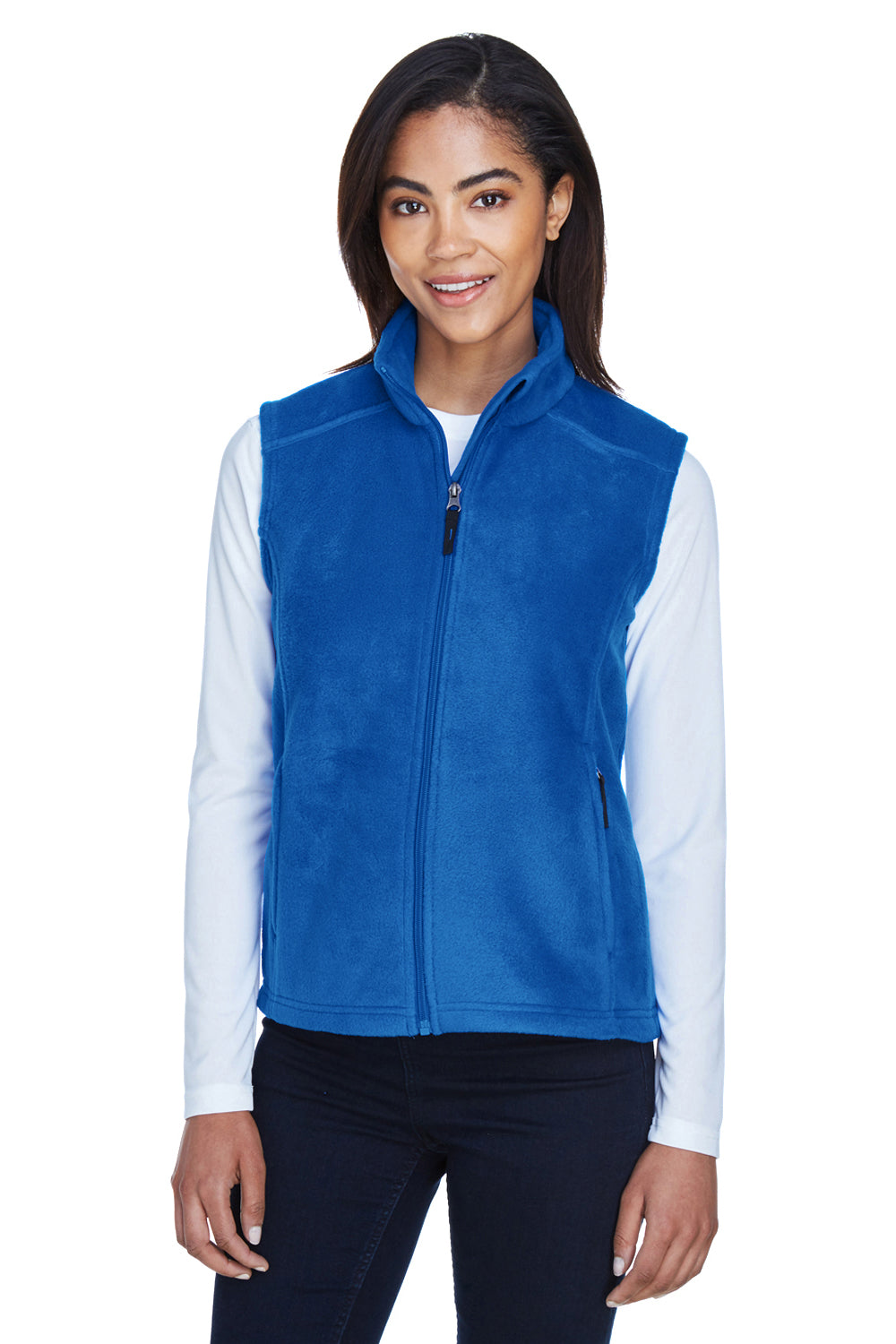 Core 365 78191 Womens Journey Pill Resistant Fleece Full Zip Vest True Royal Blue Model Front