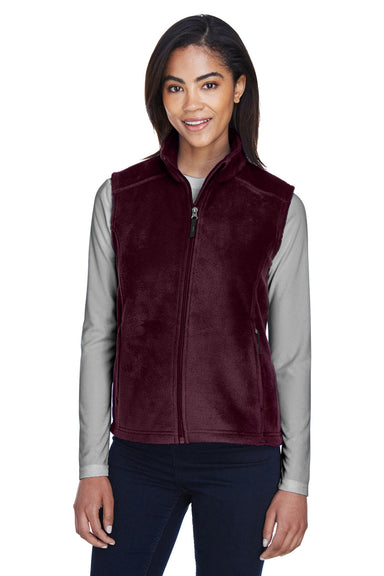 Core 365 78191 Womens Journey Pill Resistant Fleece Full Zip Vest Burgundy Model Front