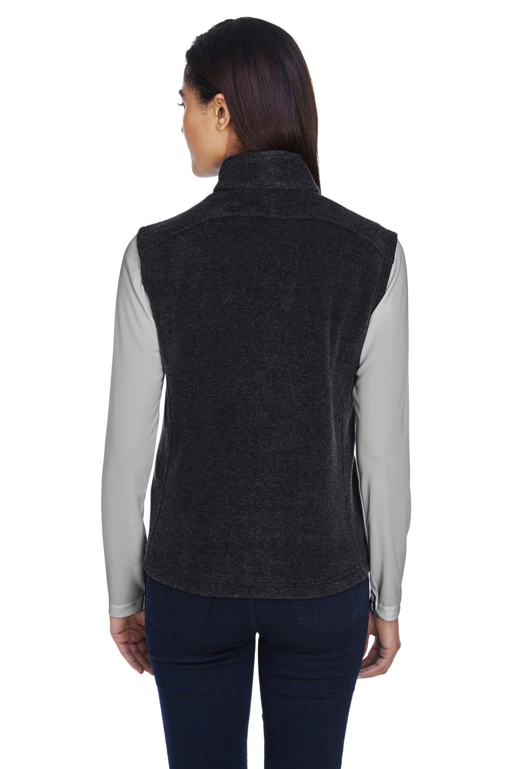 Core 365 78191 Womens Journey Pill Resistant Fleece Full Zip Vest Heather Charcoal Grey Model Back