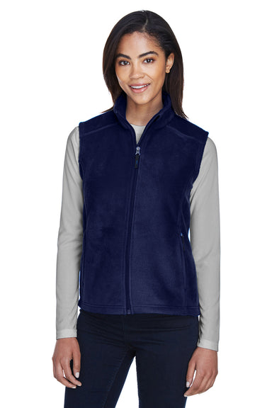 Core 365 78191 Womens Journey Pill Resistant Fleece Full Zip Vest Classic Navy Blue Model Front