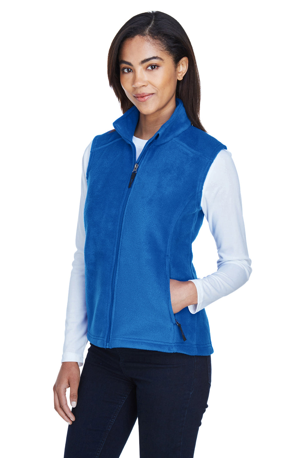 Core 365 78191 Womens Journey Pill Resistant Fleece Full Zip Vest True Royal Blue Model 3q