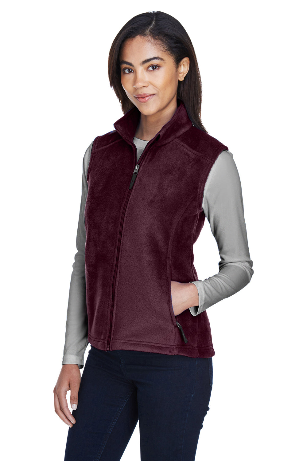 Core 365 78191 Womens Journey Pill Resistant Fleece Full Zip Vest Burgundy Model 3q