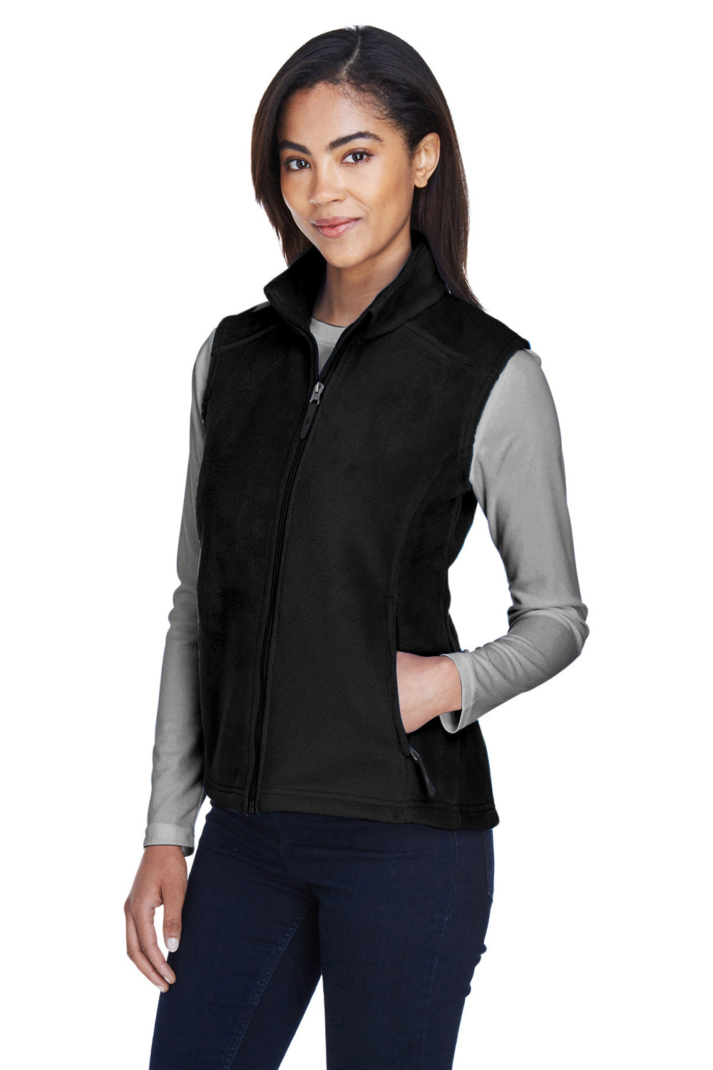 Core 365 78191 Womens Journey Pill Resistant Fleece Full Zip Vest Black Model 3q