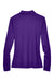 Core 365 78192 Womens Pinnacle Performance Moisture Wicking Long Sleeve Polo Shirt Campus Purple Flat Back