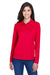 Core 365 78192 Womens Pinnacle Performance Moisture Wicking Long Sleeve Polo Shirt Classic Red Model Front