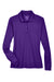 Core 365 78192 Womens Pinnacle Performance Moisture Wicking Long Sleeve Polo Shirt Campus Purple Flat Front