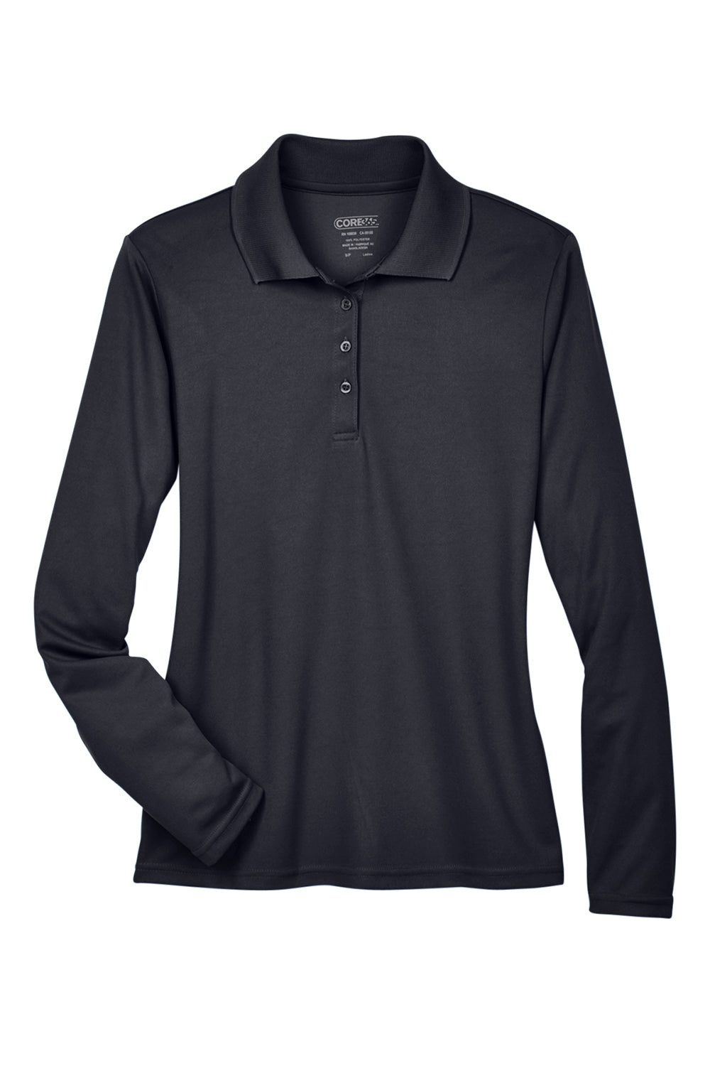 Core 365 78192 Womens Pinnacle Performance Moisture Wicking Long Sleeve Polo Shirt Carbon Grey Flat Front