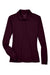 Core 365 78192 Womens Pinnacle Performance Moisture Wicking Long Sleeve Polo Shirt Burgundy Flat Front