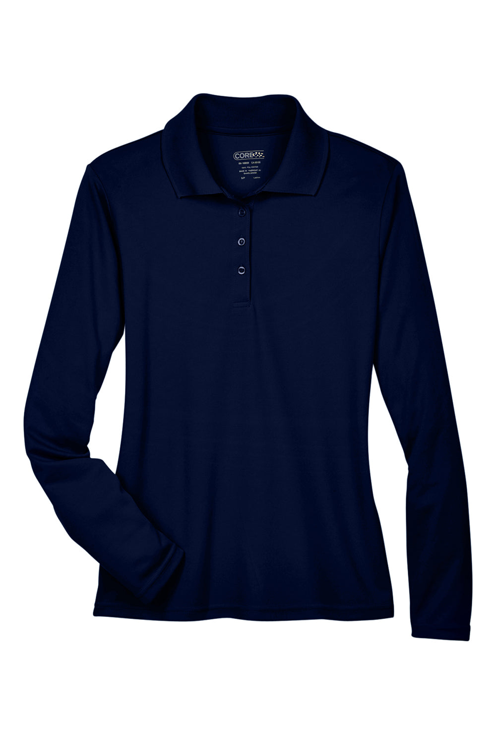 Core 365 78192 Womens Pinnacle Performance Moisture Wicking Long Sleeve Polo Shirt Classic Navy Blue Flat Front