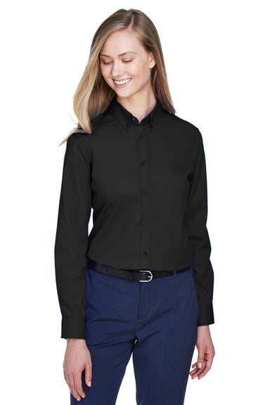 Core 365 78193 Womens Operate UV Protection Long Sleeve Button Down Shirt Black Model Front