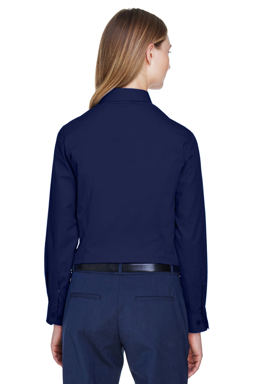 Core 365 78193 Womens Operate UV Protection Long Sleeve Button Down Shirt Classic Navy Blue Model Back