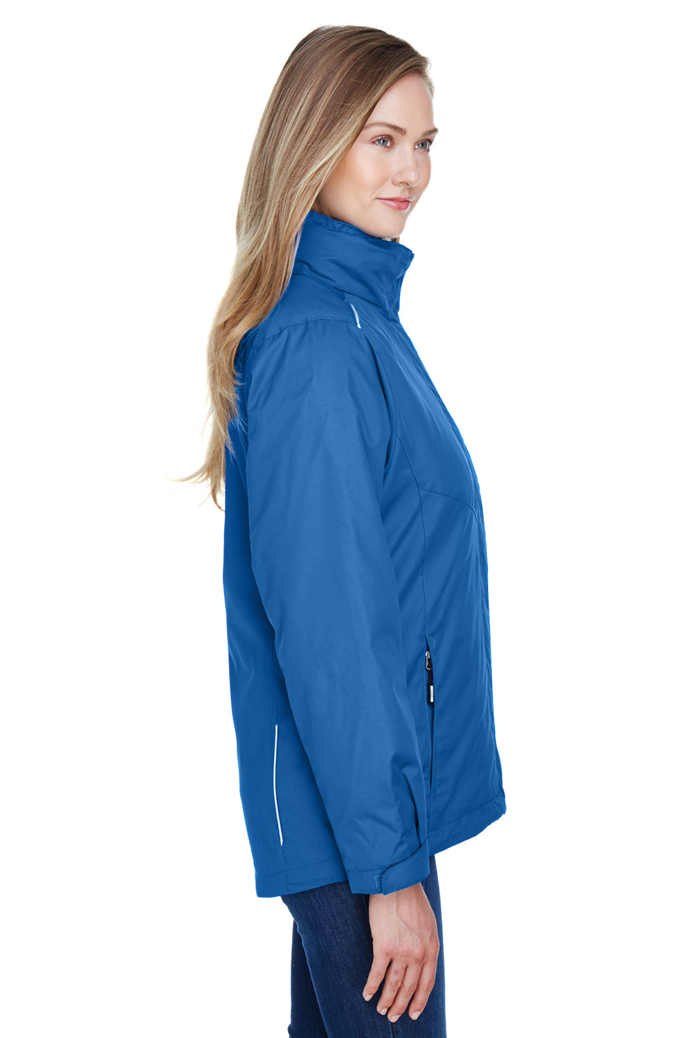 Core 365 78205 Womens Region 3-in-1 Water Resistant Full Zip Hooded Jacket True Royal Blue Model Side