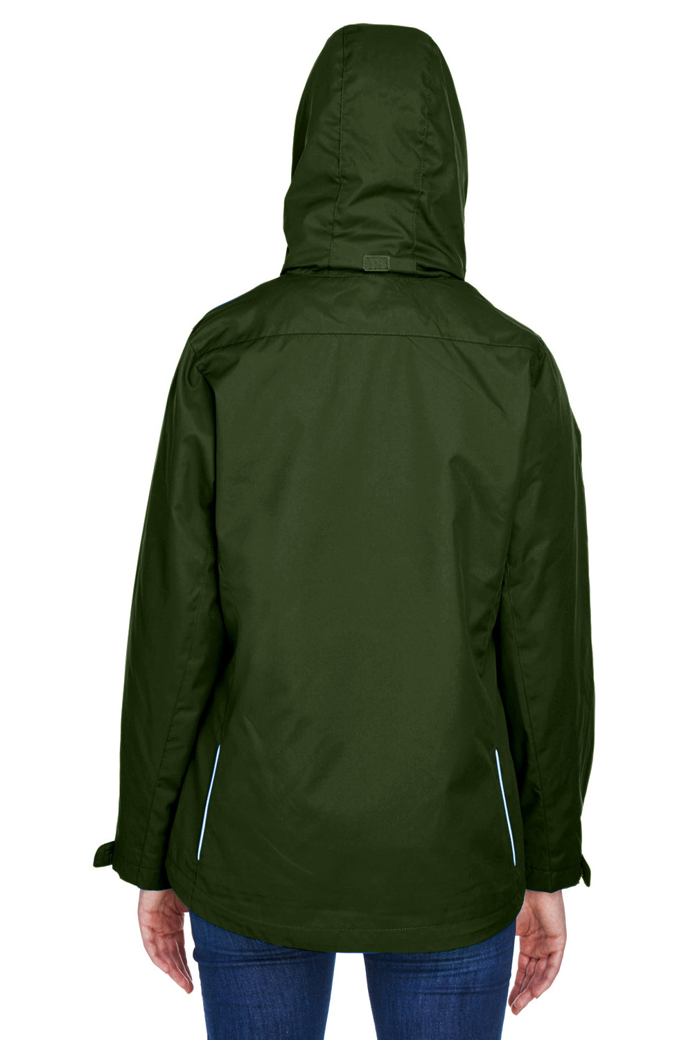 Core 365 78205 Womens Region 3-in-1 Water Resistant Full Zip Hooded Jacket Forest Green Model Back