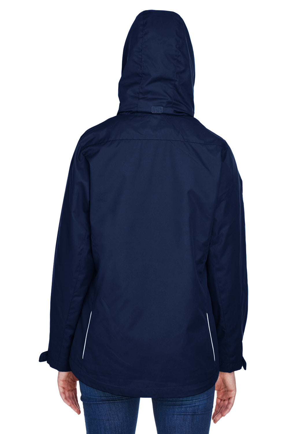 Core 365 78205 Womens Region 3-in-1 Water Resistant Full Zip Hooded Jacket Classic Navy Blue Model Back