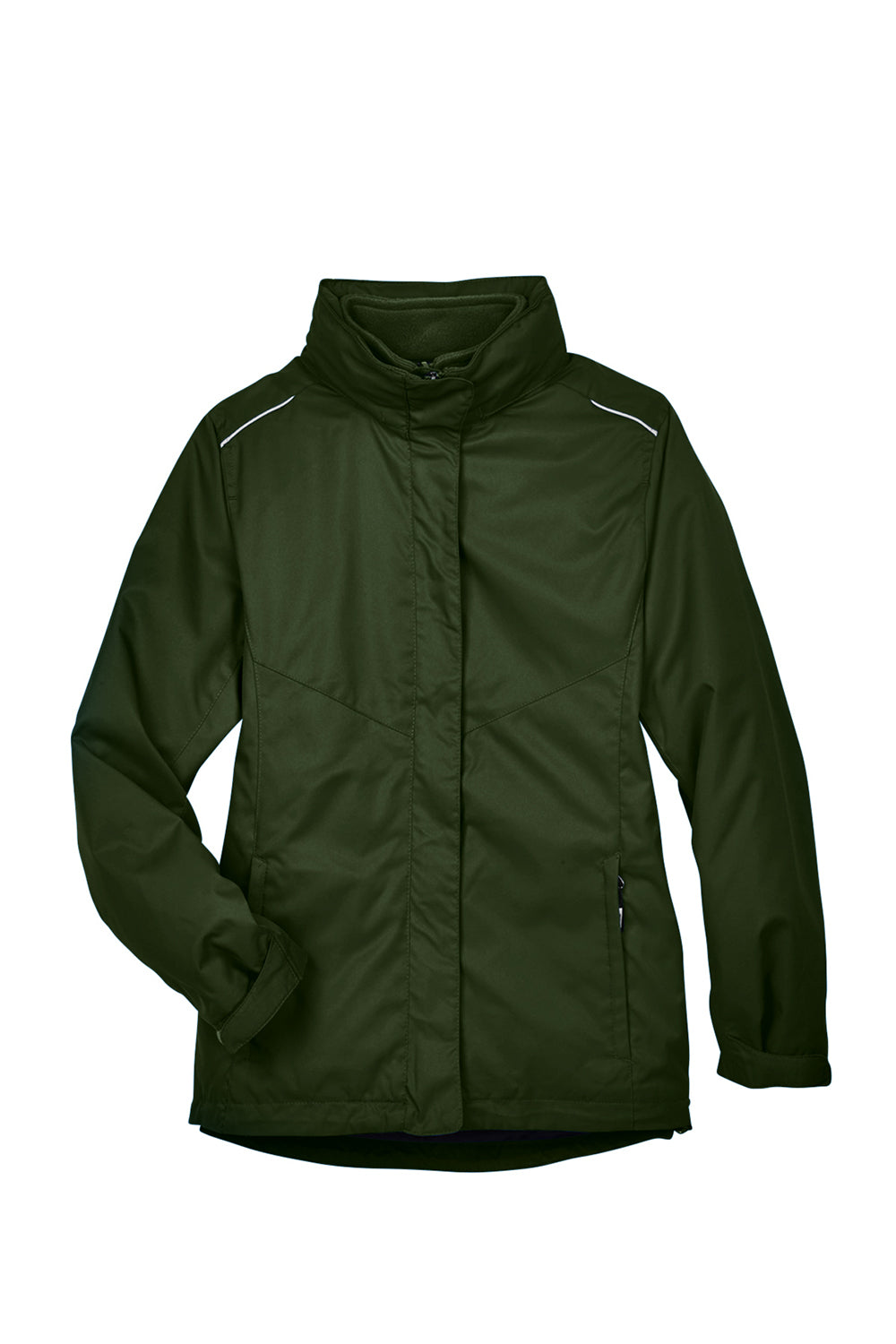 Core 365 78205 Womens Region 3-in-1 Water Resistant Full Zip Hooded Jacket Forest Green Flat Front