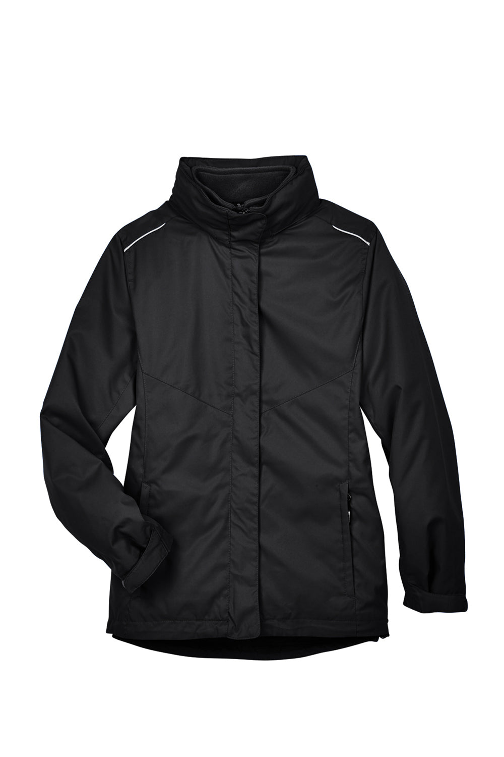 Core 365 78205 Womens Region 3-in-1 Water Resistant Full Zip Hooded Jacket Black Flat Front