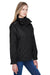 Core 365 78205 Womens Region 3-in-1 Water Resistant Full Zip Hooded Jacket Black Model 3q