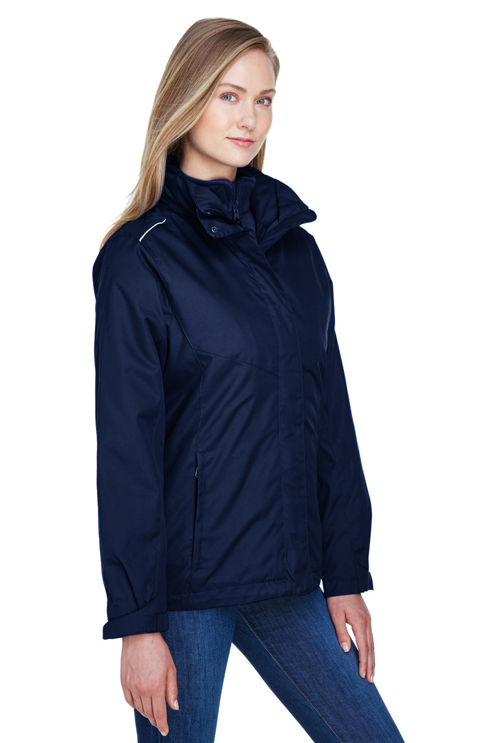 Core 365 78205 Womens Region 3-in-1 Water Resistant Full Zip Hooded Jacket Classic Navy Blue Model 3q