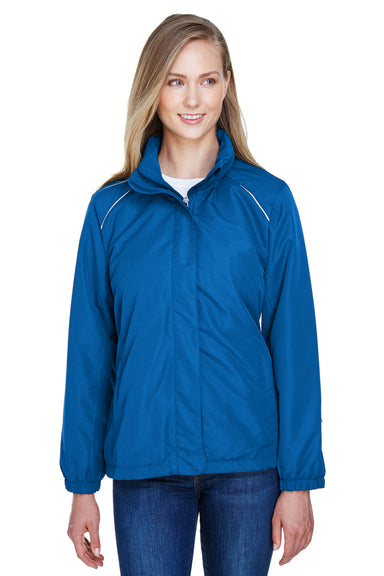 Core 365 78224 Womens Profile Water Resistant Full Zip Hooded Jacket True Royal Blue Model Front