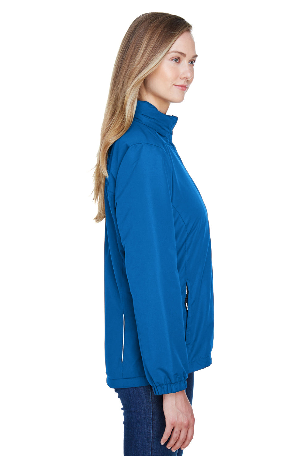 Core 365 78224 Womens Profile Water Resistant Full Zip Hooded Jacket True Royal Blue Model Side