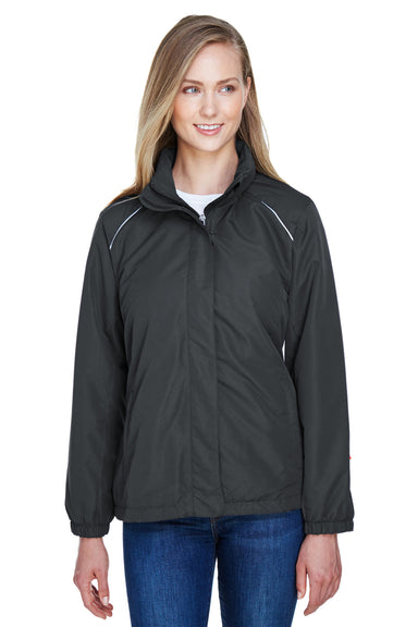 Core 365 78224 Womens Profile Water Resistant Full Zip Hooded Jacket Carbon Grey Model Front