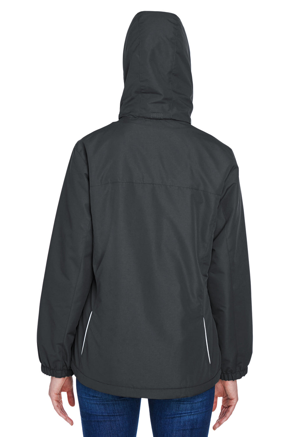 Core 365 78224 Womens Profile Water Resistant Full Zip Hooded Jacket Carbon Grey Model Back