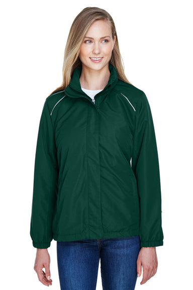 Core 365 78224 Womens Profile Water Resistant Full Zip Hooded Jacket Forest Green Model Front