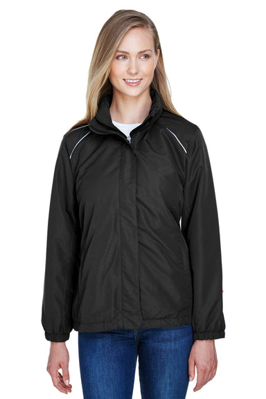 Core 365 78224 Womens Profile Water Resistant Full Zip Hooded Jacket Black Model Front