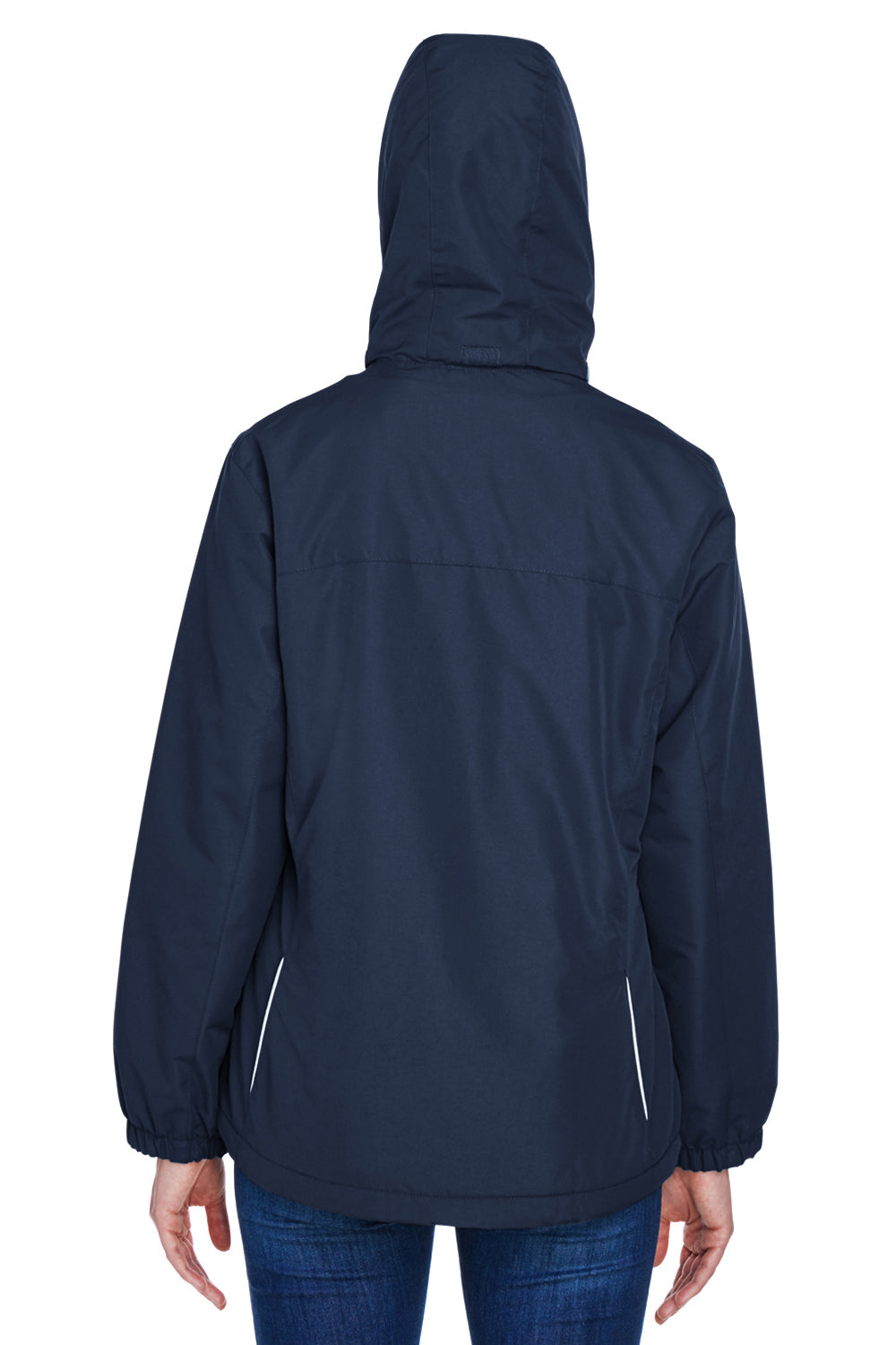 Core 365 78224 Womens Profile Water Resistant Full Zip Hooded Jacket Classic Navy Blue Model Back