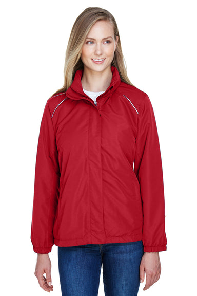 Core 365 78224 Womens Profile Water Resistant Full Zip Hooded Jacket Classic Red Model Front