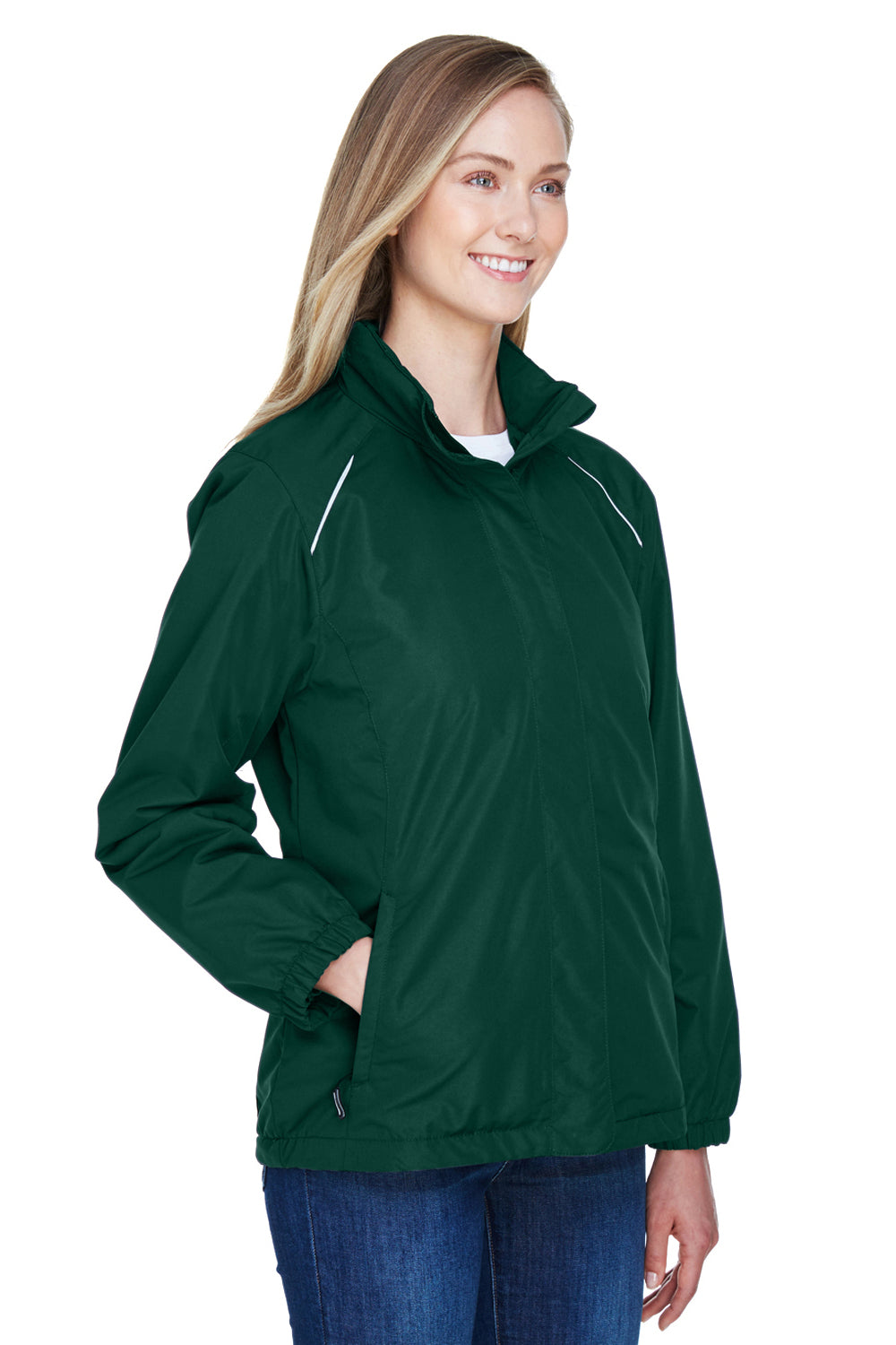 Core 365 78224 Womens Profile Water Resistant Full Zip Hooded Jacket Forest Green Model 3q