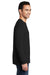 Port & Company PC099LS Mens Beach Wash Long Sleeve Crewneck T-Shirt Black Model Side