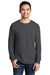 Port & Company PC099LS Mens Beach Wash Long Sleeve Crewneck T-Shirt Coal Grey Model Front