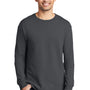 Port & Company Mens Beach Wash Long Sleeve Crewneck T-Shirt - Coal Grey