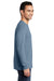 Port & Company PC099LS Mens Beach Wash Long Sleeve Crewneck T-Shirt Denim Blue Model Side