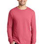 Port & Company Mens Beach Wash Long Sleeve Crewneck T-Shirt - Fruit Punch Pink