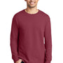 Port & Company Mens Beach Wash Long Sleeve Crewneck T-Shirt - Merlot Red