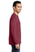 Port & Company PC099LS Mens Beach Wash Long Sleeve Crewneck T-Shirt Merlot Red Model Side