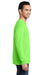 Port & Company PC099LS Mens Beach Wash Long Sleeve Crewneck T-Shirt Neon Green Model Side