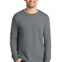 Port & Company Mens Beach Wash Long Sleeve Crewneck T-Shirt - Pewter Grey