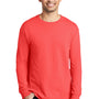 Port & Company Mens Beach Wash Long Sleeve Crewneck T-Shirt - Poppy Red